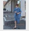 2023 Summer Men's Wash Denim Two-Piece Suit: Short-Sleeved Shirt & Half Pants Casual Set