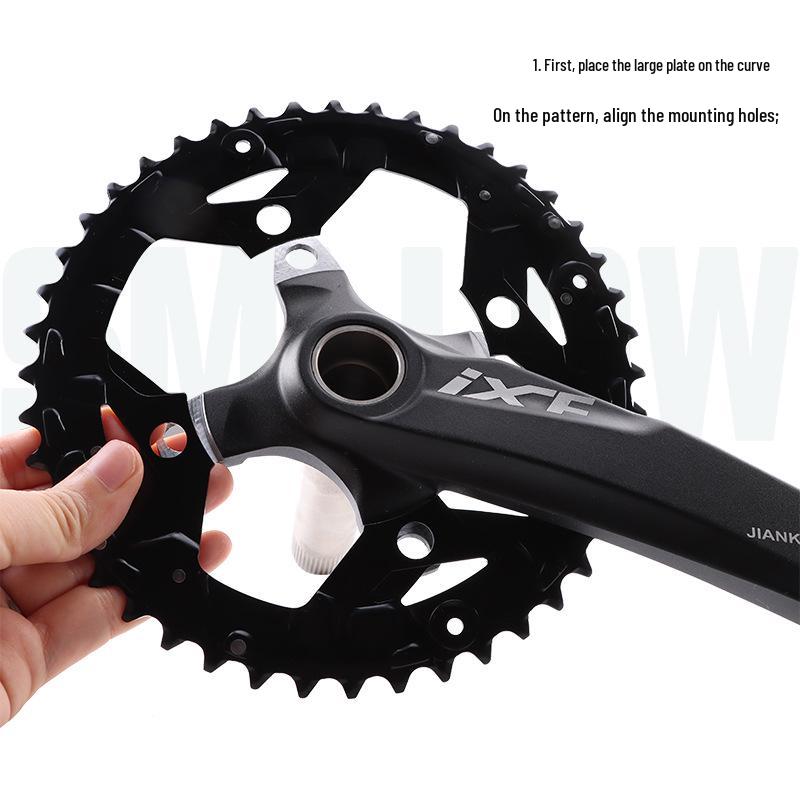 32T Steel Mountain Bike Crankset, Square/Hollow Crank, Large & Middle Chainring Repair Piece