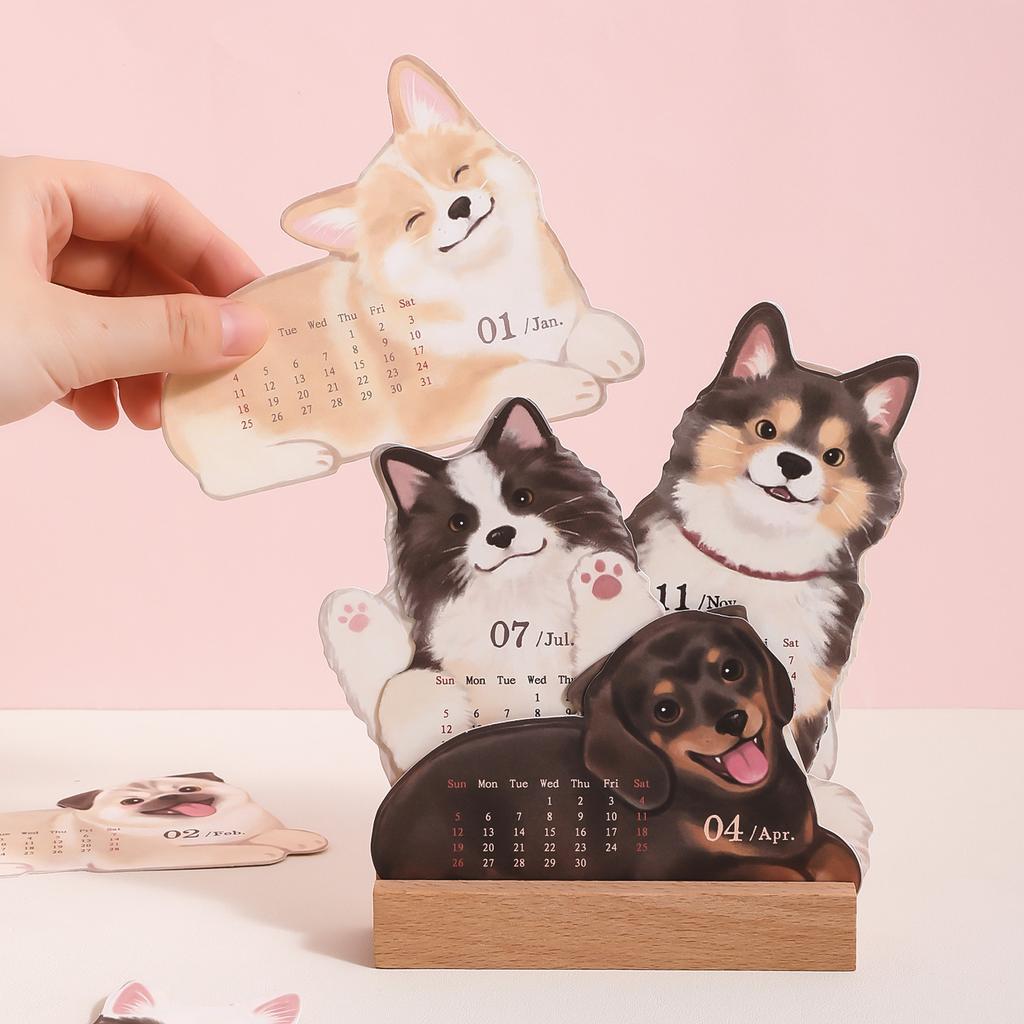 2026 Cute Three-dimensional Cat Dog Series Desk Calendar Table Planner Yearly Organizer Memo Notes Home Office Daily Scheduler