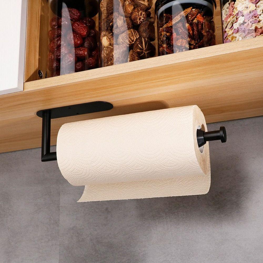 Stainless Steel Paper Roll Holder Wall Mounted Adhesive Mount Paper Towel Holder No-Drill Punch-free Storage Rack