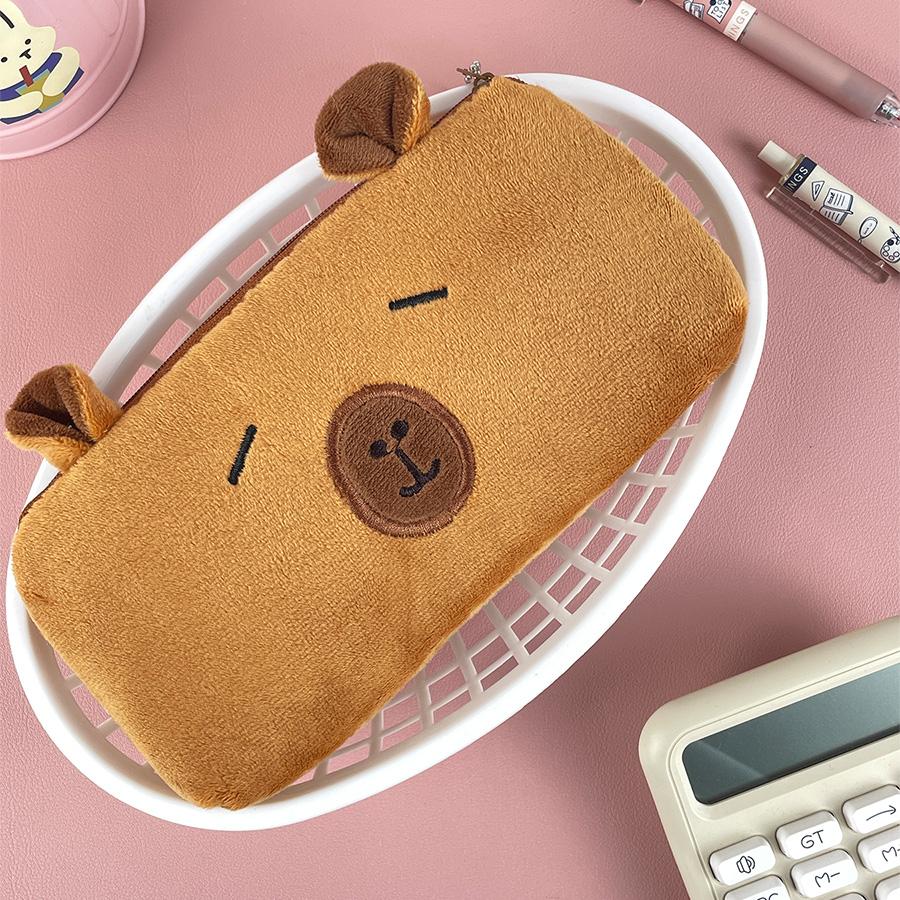 Cute Capibala Plush Pencil Case, Large Capacity Pencil Case, Capybara, Office Storage Bag, Student Stationery, School Supplies