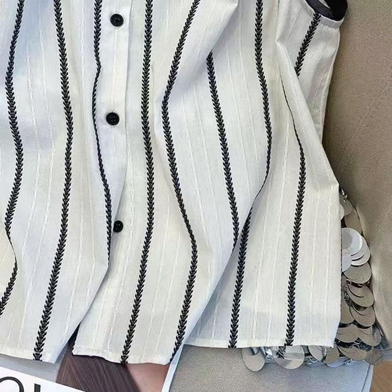 Striped Thin Sleeveless Women Vest Tops 2025 New Summer Loose O Neck Tank Tops Female
