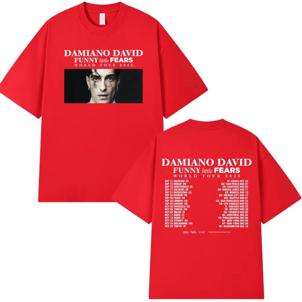 

Singer DAMIANO DAVID FUNNY Little FEARS Album Tour 2025 Graphic T Shirts Men Women Cotton Tees Hip-hop O-neck T Shirt Streetwear M