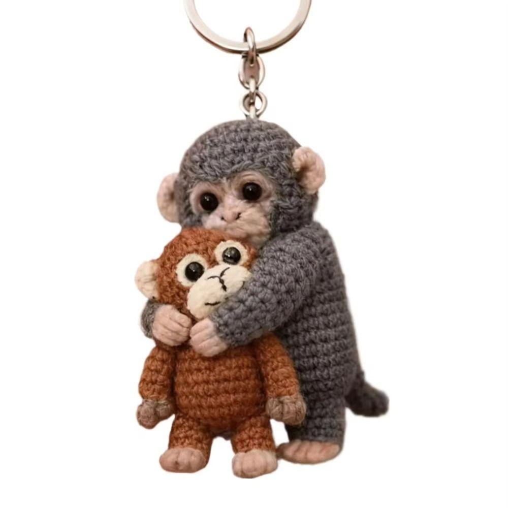 Handmade Monkey Keyring Bag Charm Knitted Doll Hanging Ornament Crochet Keychain  Daily Use