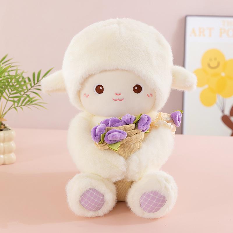 30/45CM Kawaii Rose Little Lamb Love Plush Toy Cute Stuffed Animal Adorable Doll Pillow Toys for Grilfriend Valentine's Gifts