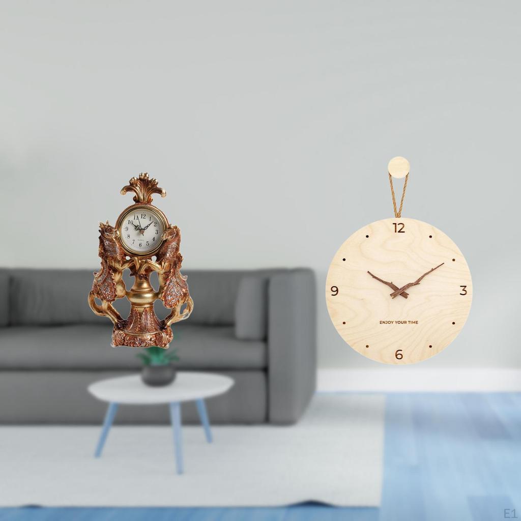 Equestrian Timepiece Sculpture for Living Room And Bedroom Modern Nordic Wooden Animal Clock
