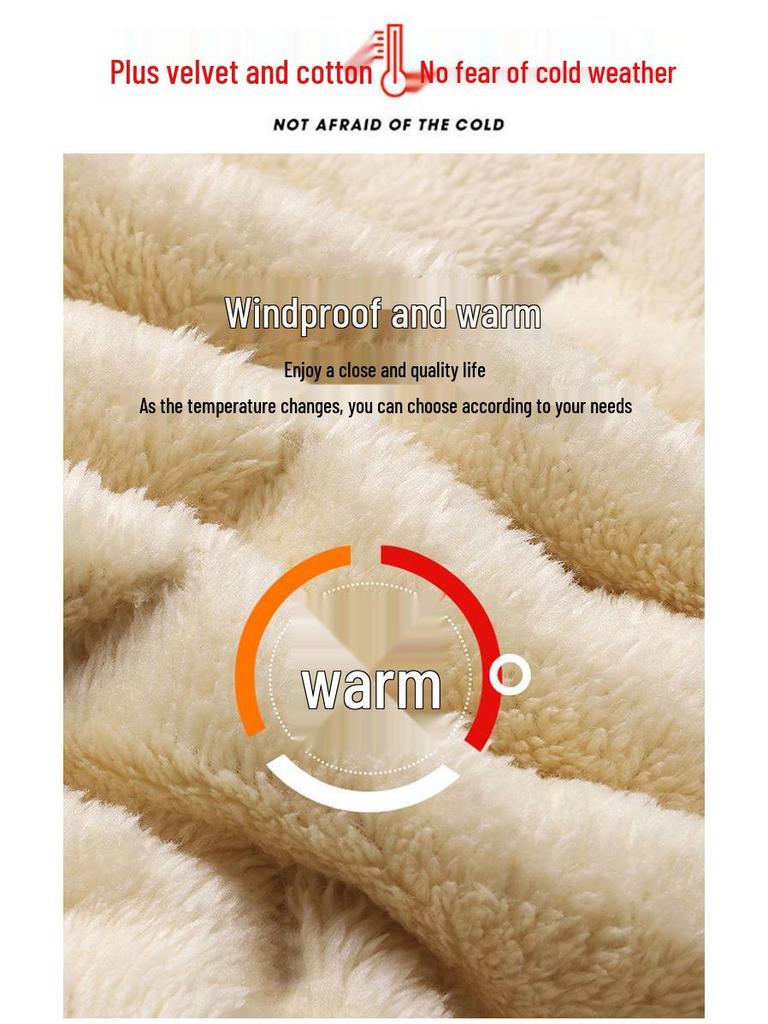 Men's Fleece-Lined Lamb Wool Jacket, Warm, Versatile, Plus Size, Autumn/Winter Coat for Youth/Middle-Aged.