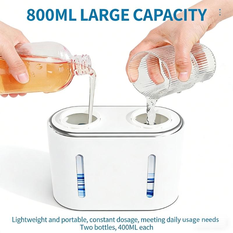 Automatischer Seifenspender mit zwei Köpfen und Bewegungssensor, 800 ml Fassungsvermögen, USB Typ C wiederaufladbar, für Küche und Bad