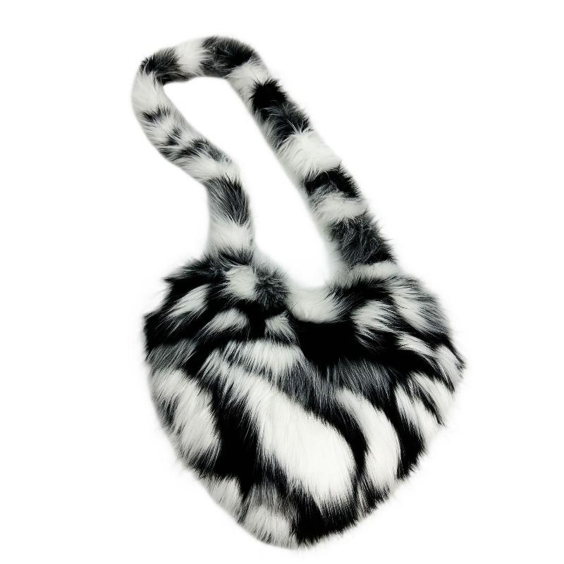 Winter New Women's Shoulder Bags High-end Imitation Fox Fur Ladies Handbag Fashion Trendy Heart Shape Soft Plush Messenger Bag for Women's Day Gifts