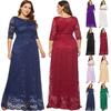 Plus Size Women Lace Long Evening Dresses Formal Wedding Cocktail Party Maxi