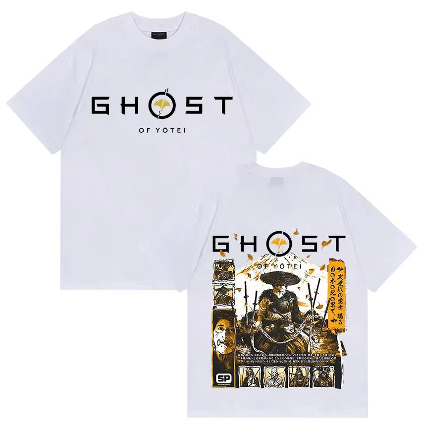 2026 Japanese Game Ghost of Yotei Graphic pure cotton mens shirt ukiyoe style ONeck Short Sleeve womens fashion Tshirt