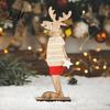 Rustic Holiday Centerpieces for Home Wooden Christmas Reindeer Figurines Handpainted Couple Elk Tabletop Ornaments Xmas Small Decorations