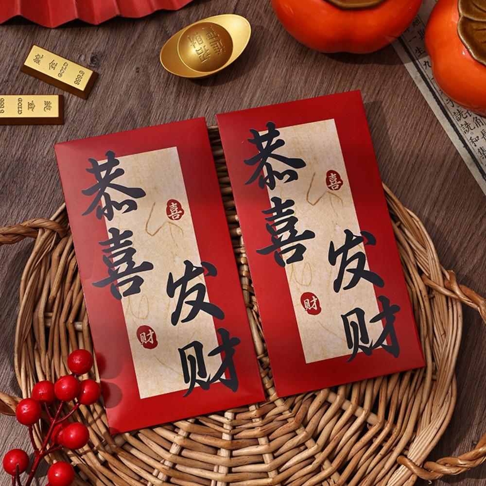 6pcs Blessing Chinese Calligraphy Red Envelopes Hongbao Red Packet New Year Money Pocket Bonus