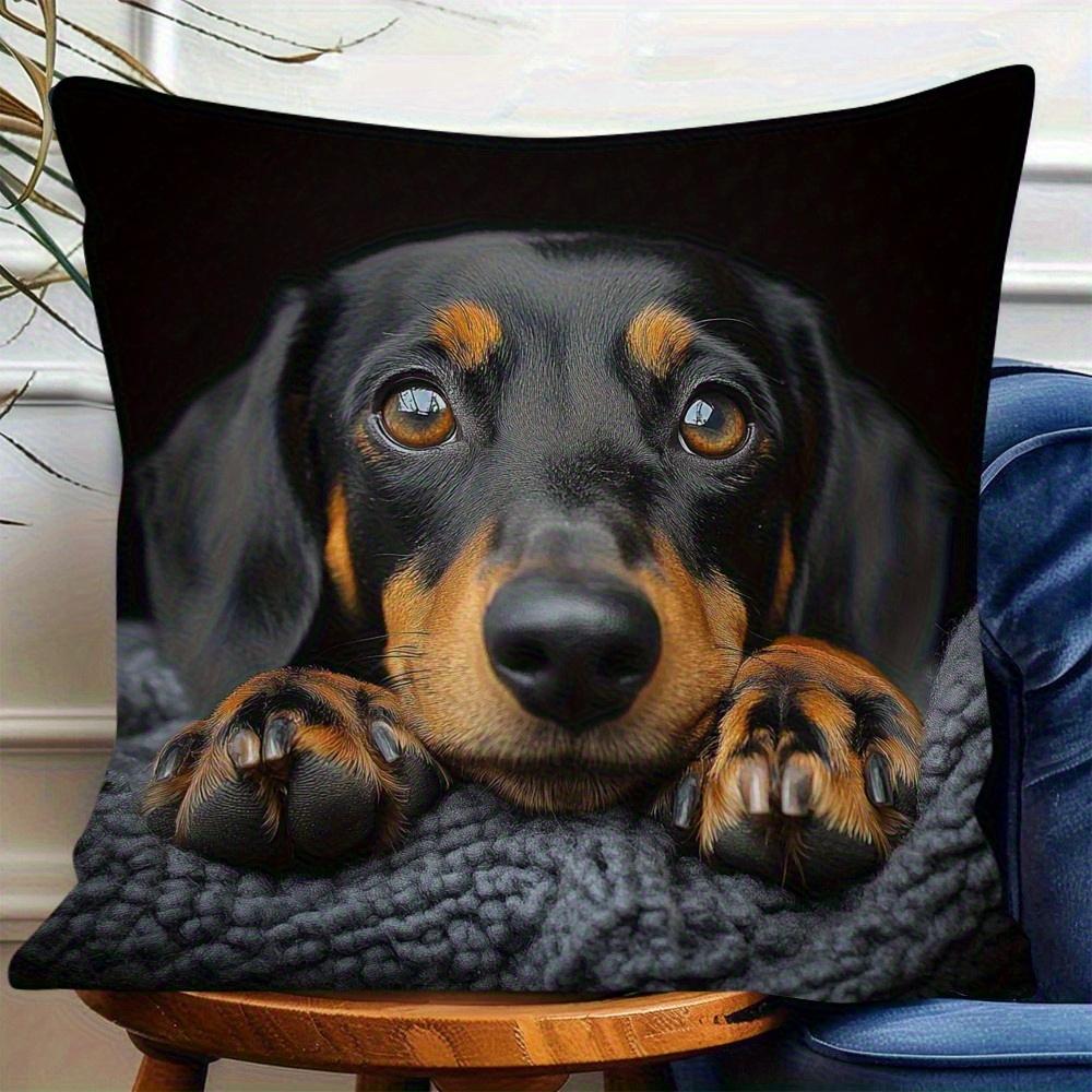 1 Stück Dackel Hund Niedlich Thematisch Bedruckter Kissenbezug, Geeignet für Sofa, Schlafzimmer, Wohnzimmer, Heilendes Geschenk für Hundeliebhaber.