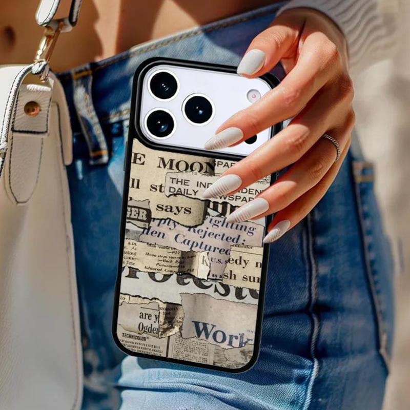 Newspaper with A London Lettering Phone Case For iPhone 17 Air 14 15 13 12 Max Cover For Apple 16e 11 Pro Max Plus Coque