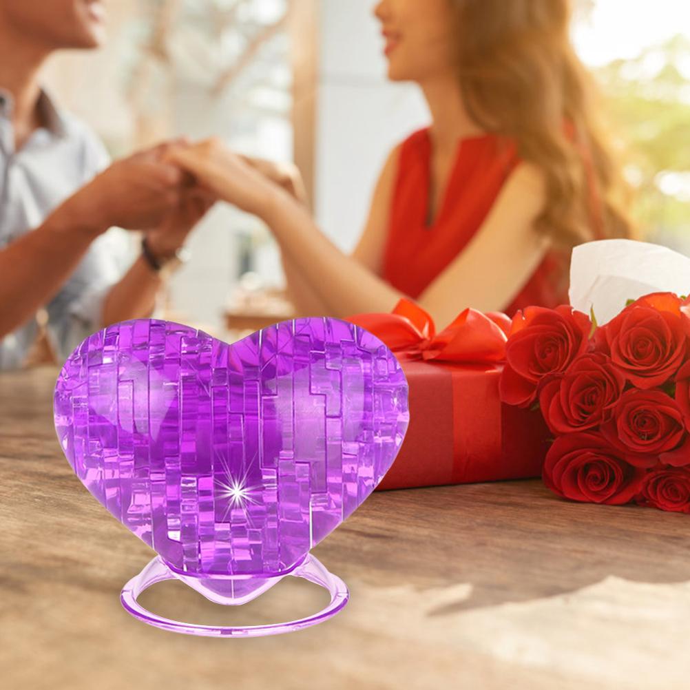 3D heart shaped crystal puzzle educational toy