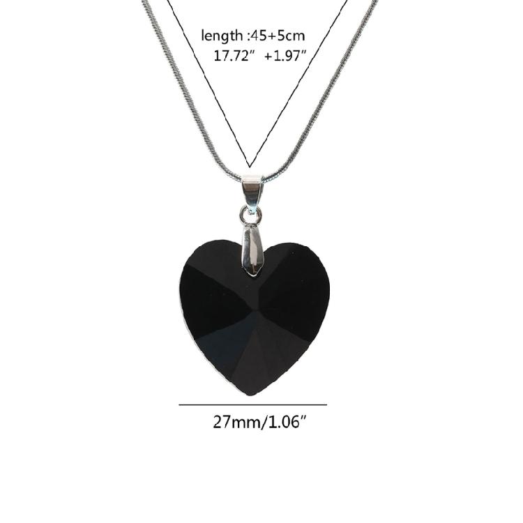 Glass Heart Pendant Necklace Clavicle Chain Necklace Fashion Neck Chain