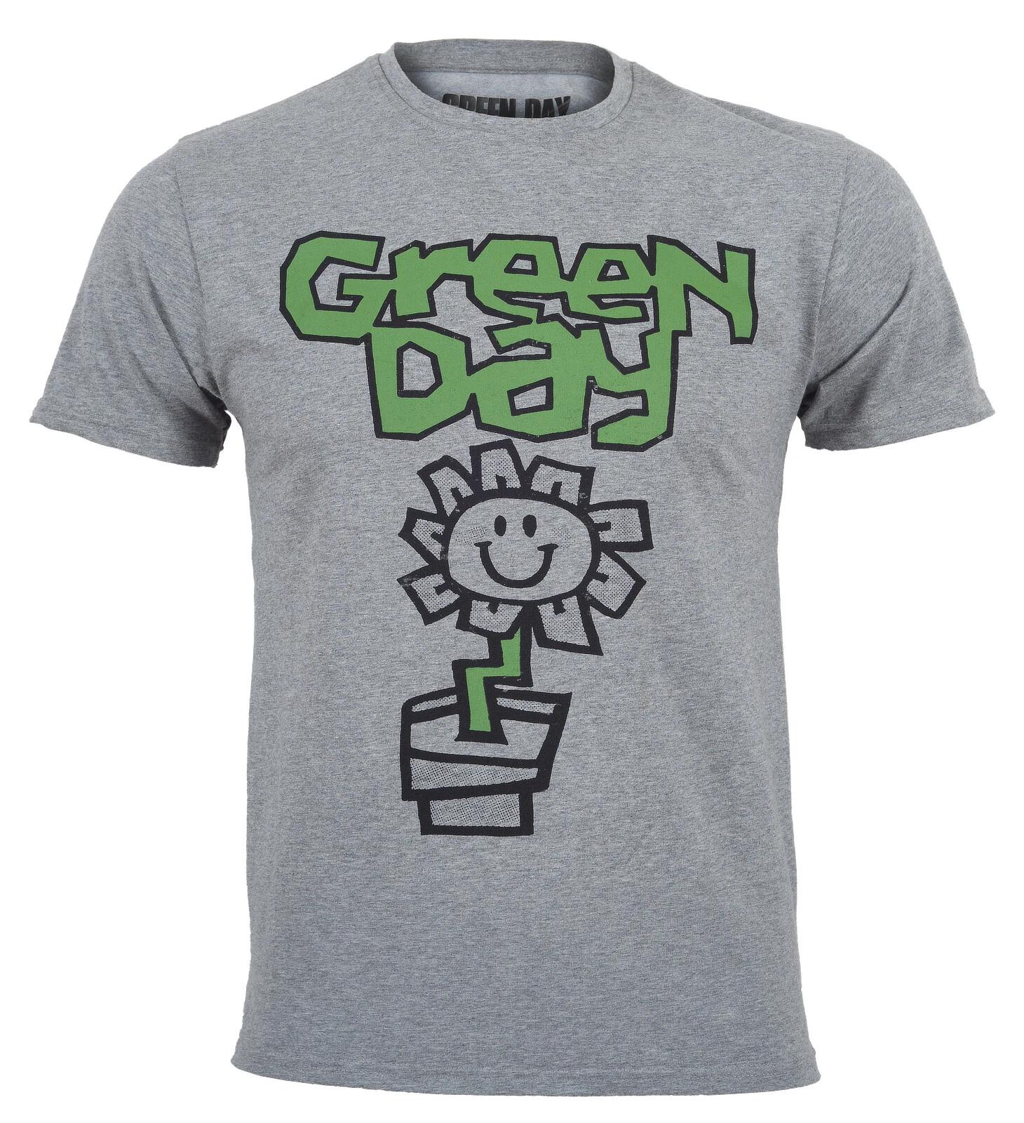 Official Green Day T Shirt Flower Pot Album Logo Punk Band Grey New S M L XL XXL XL