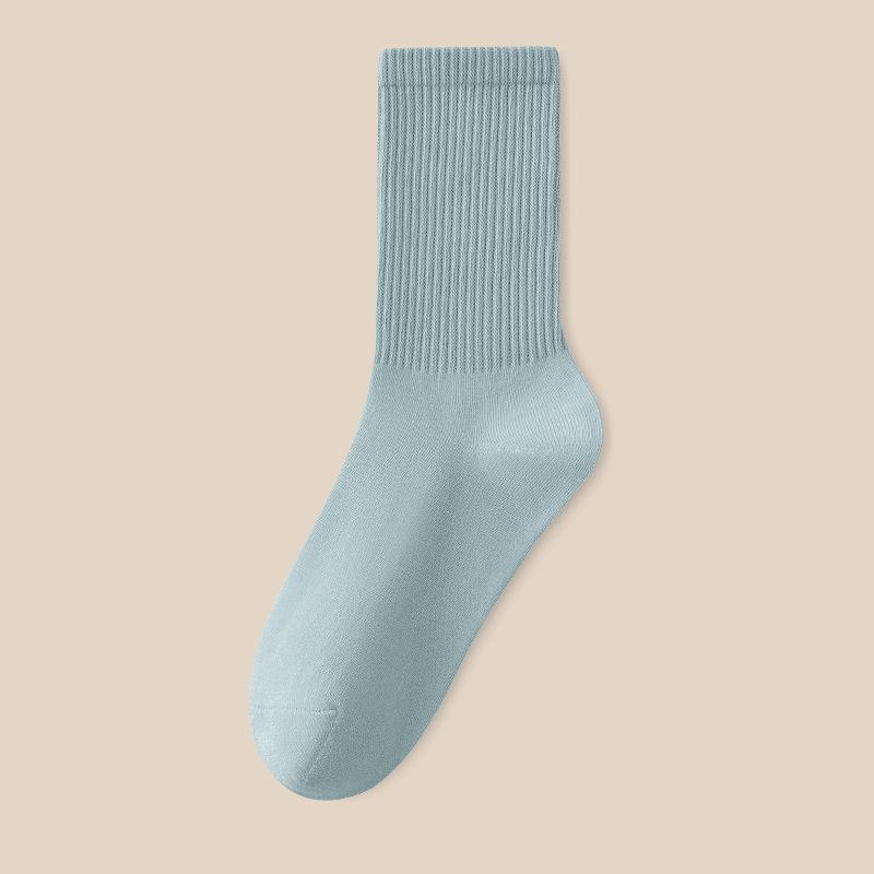 Female Spring and Autumn Leisure Pure Color Cotton Anti Pilling Tube Socks