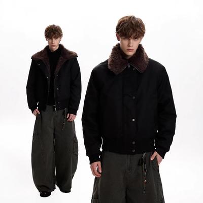Unisex Winter American-Style Quilted Jacket with Thick Fur Collar