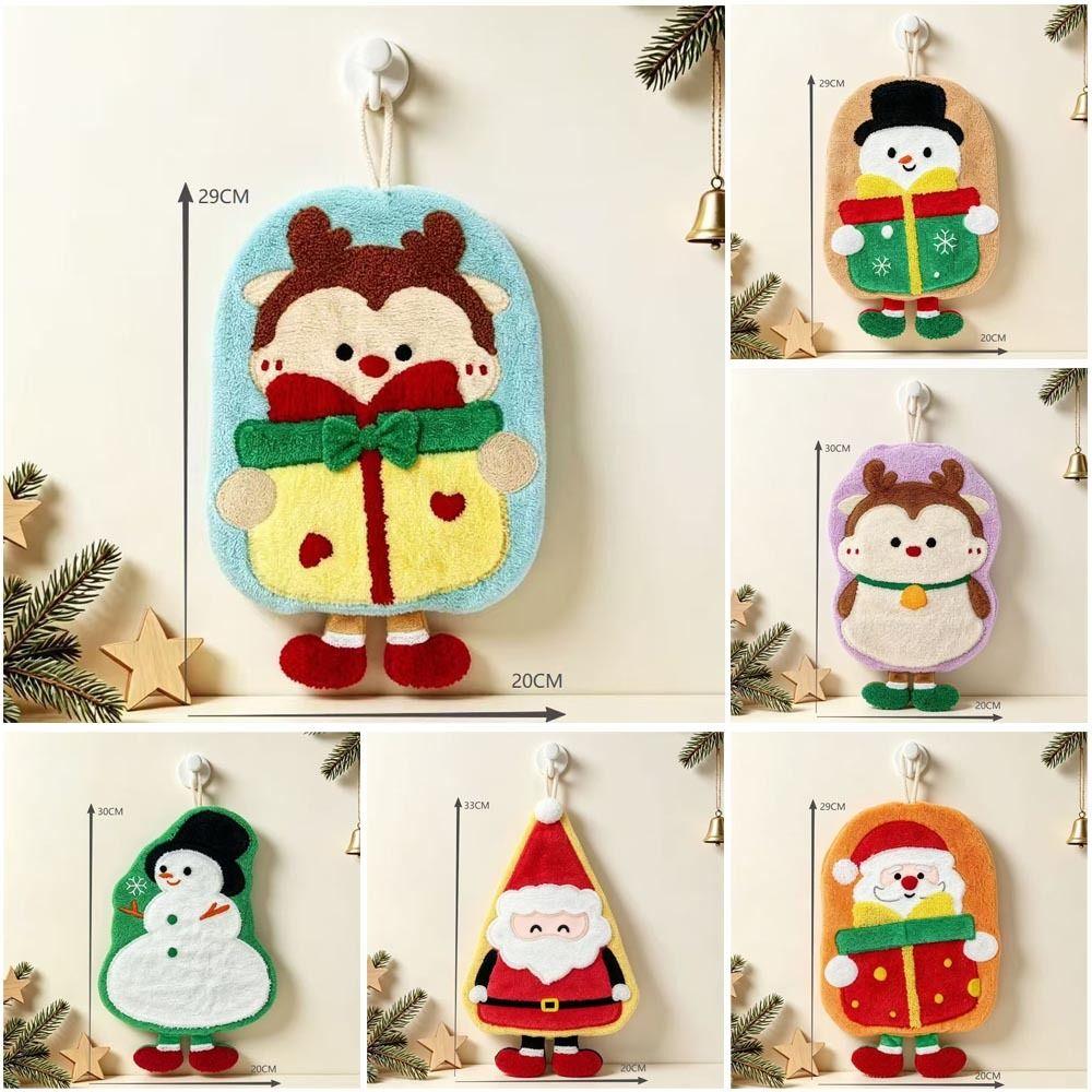 Water Absorption Santa Claus Hand Towel Coral Fleece Cleaning Dishcloths  Kitchen Bathroom