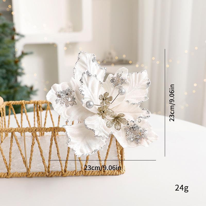 Luxury Velvet Sequin Christmas Flower Ornaments Preserved Flower