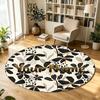 Fiori floreali (675) Tappeto Circolare in Velluto di Cristallo Personalizzabile con Nome e Testo Tappeto Morbido Rotondo per Pavimento per Decorazione Soggiorno Camera da Letto