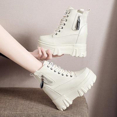 39 Size Inner Heightening Women's Shoes New Autumn and Winter Velvet British Style Platform Versatile Boots Ins Tide Boots