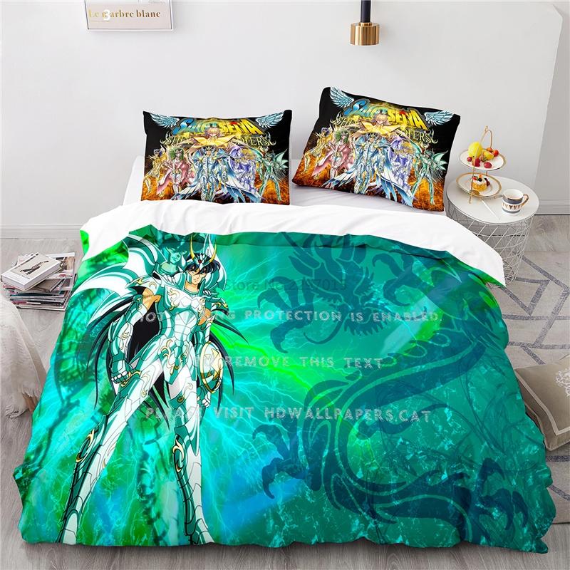 Cartoon 3d Saint Seiya Printed Bedding Set Anime Duvet Cover Pillowcase Adult Kids Comforter Cover Set Twin Full Queen King Size