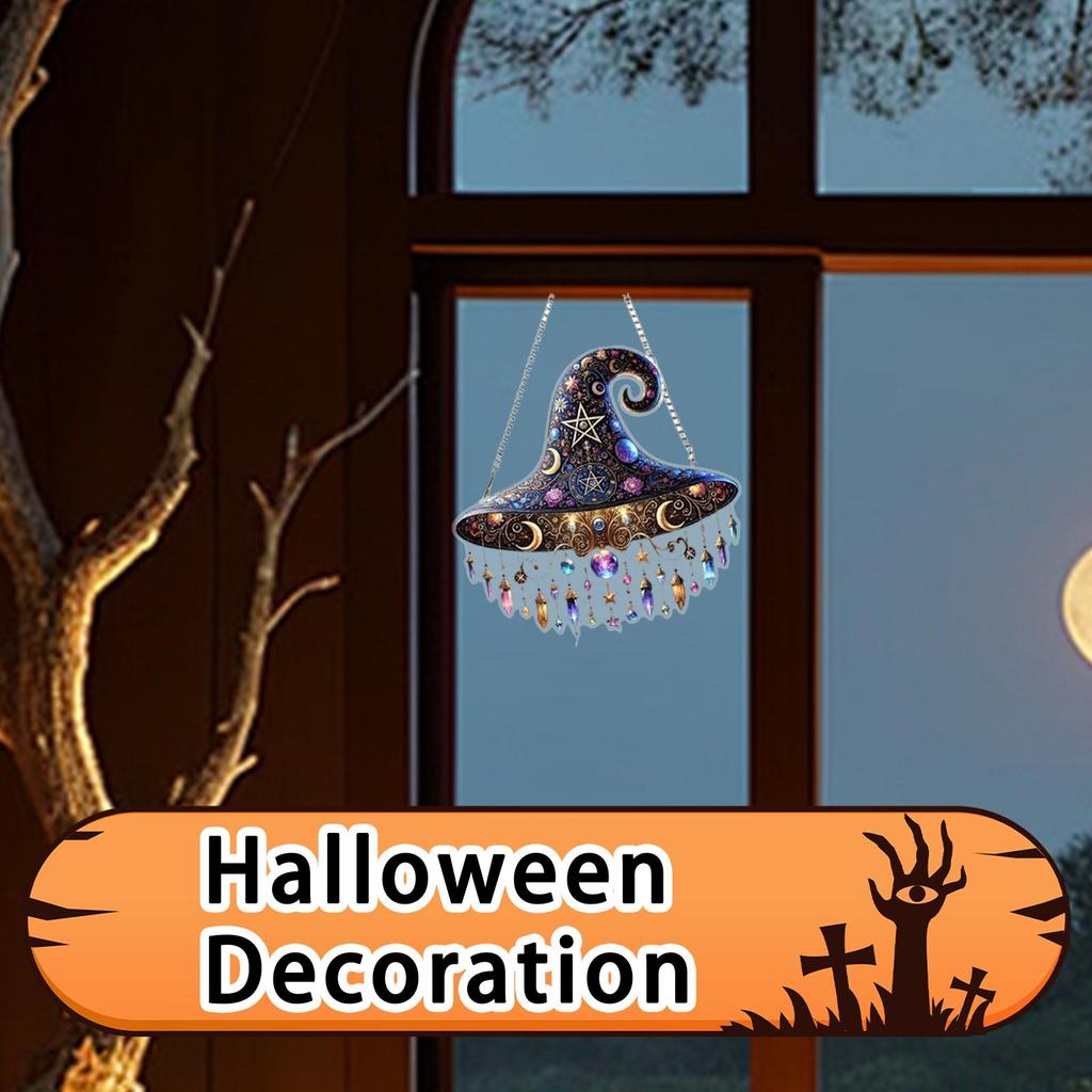 Halloween Witch Hat Decor Halloween Window Decor Witch Hat 2D Holiday Seasonal Decoration For Wall Door Frames Home Themed