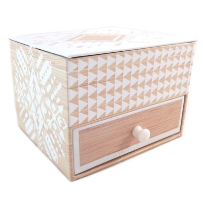 [P9411] - Coffret à Bijoux 'Boho' beige - 11x9. 5x8 cm