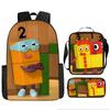 Digital Building Block Numberblocks School Bag Large Capacity Polyester Backpack Satchel Bag Pencil Bag Backpack Three-Piece Set