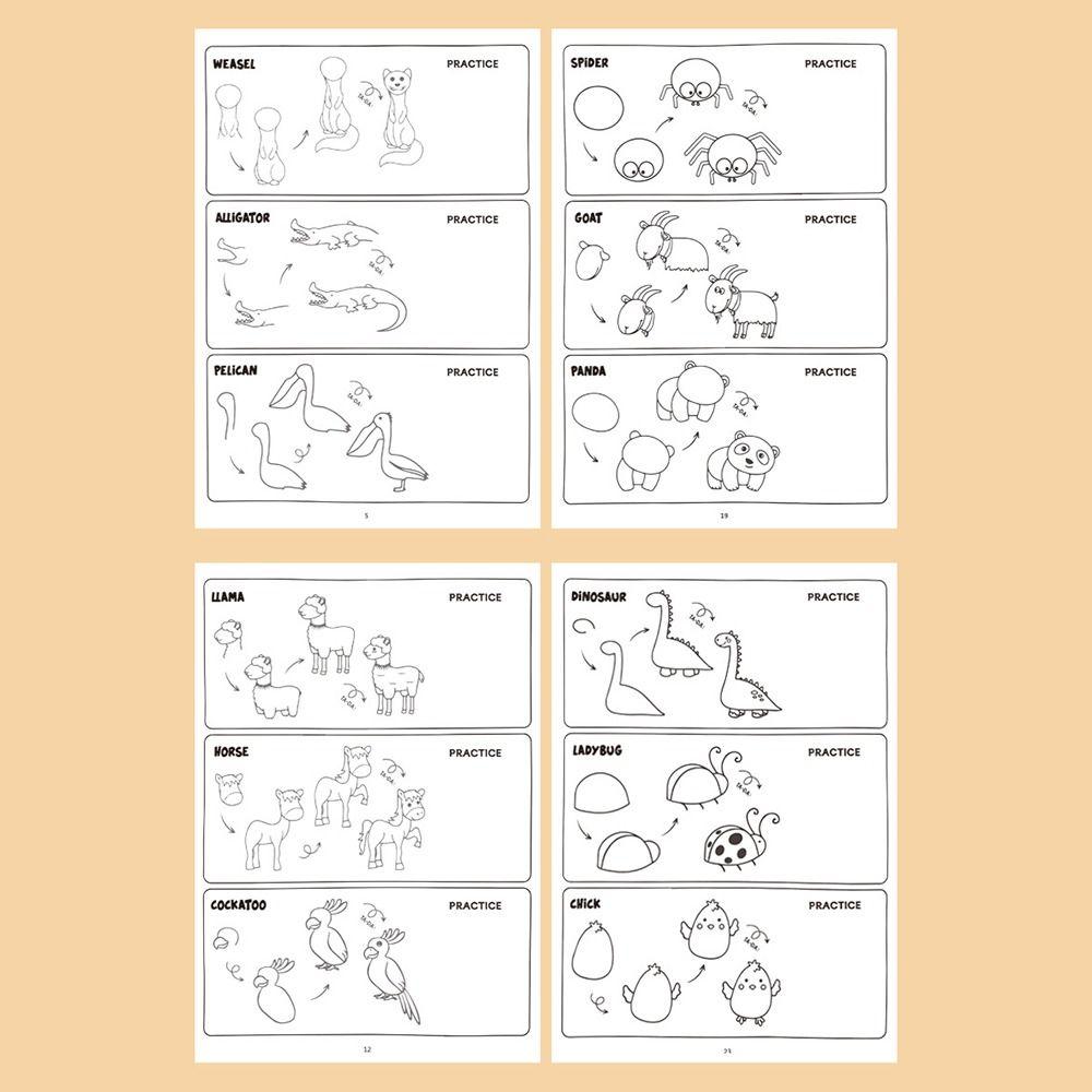 Step-by-Step Guide Animals Drawing Book Figure Templates Painting Book  Kids Activities