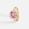 Internet celebrities with the same 18K real gold plated small pendant brass with zircon jewelry opening pink white zircon ring woman