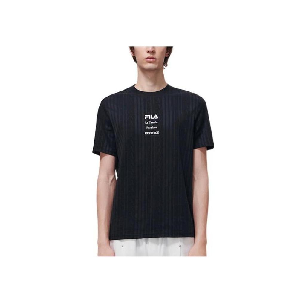 Fila Heritage Series Letter Logo Print Round Neck Short Sleeve T-Shirt Men Tops Black F11M318102F-BK