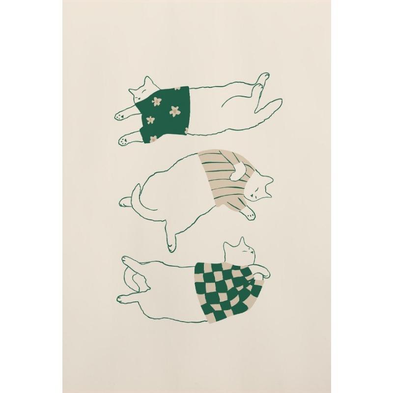 Funny Cat Dumpling Lazy Cat Illustration Abstract Line Poster Canvas Painting Nodic Wall Art Pictures Bathroom Home Decoration