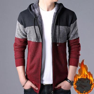 Cardigan a Maglia Spessa da Uomo 2024 Autunno Inverno Maglione Caldo Casual da Uomo Cappotti Maglione con Cappuccio in Pile Finta Pelliccia