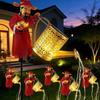 Retro Wrought Iron Solar Kettle Lamp with Copper Coin Design for Outdoor Courtyard Decor