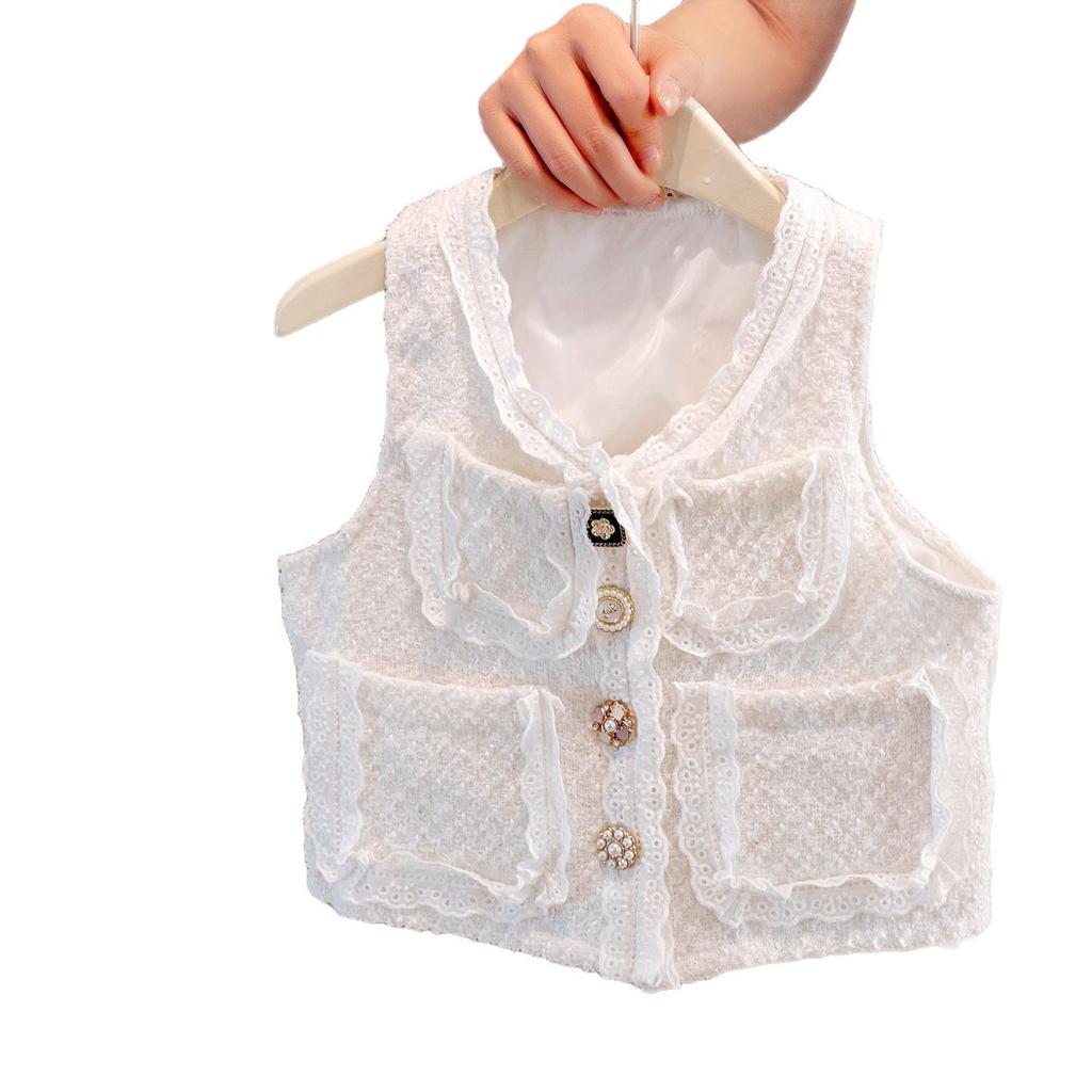 2025 Autumn/Winter Korean Style Elegant Button-Up Vest for Girls and Toddlers