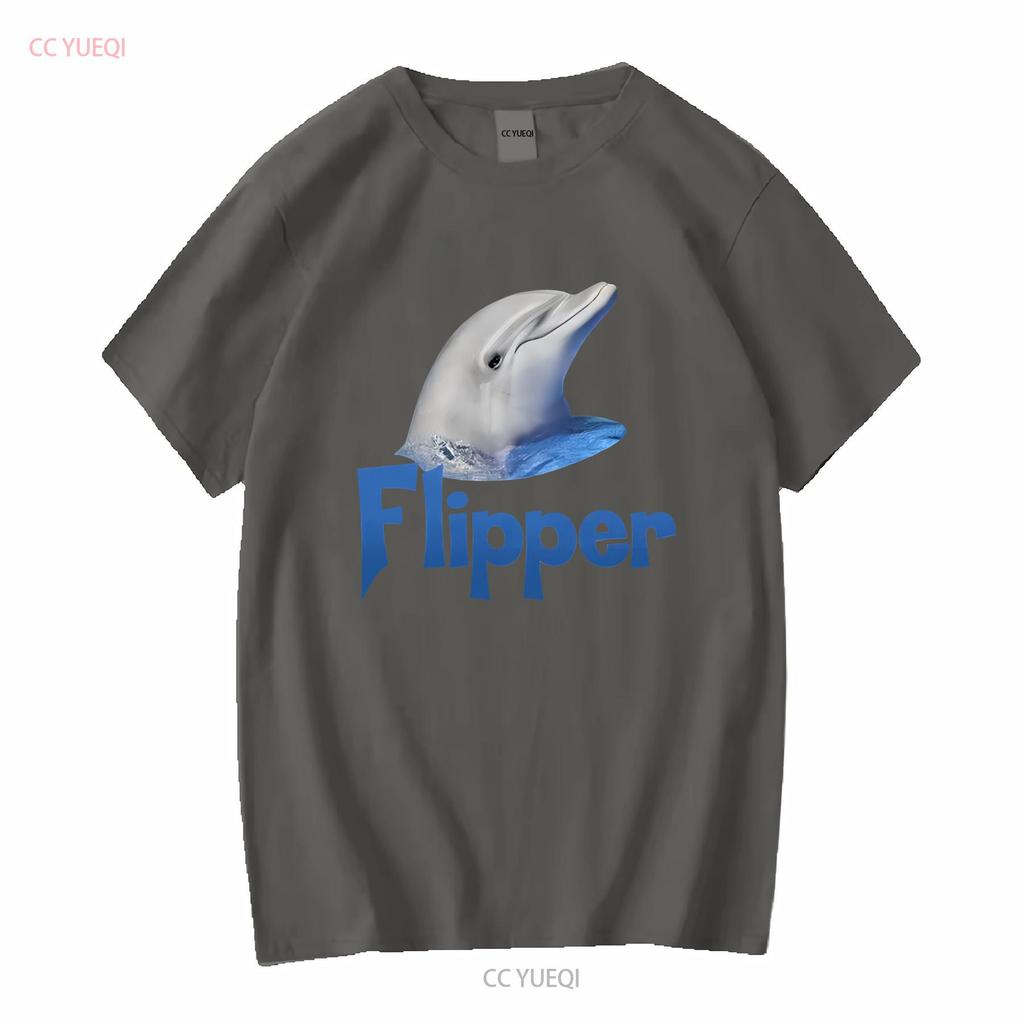 Flipper Head 90s Dolphin Kids Tv Show T Shirt Vintage Washed Stylish Casual Unisex Top For Everyday Wear Streetwear Slightly