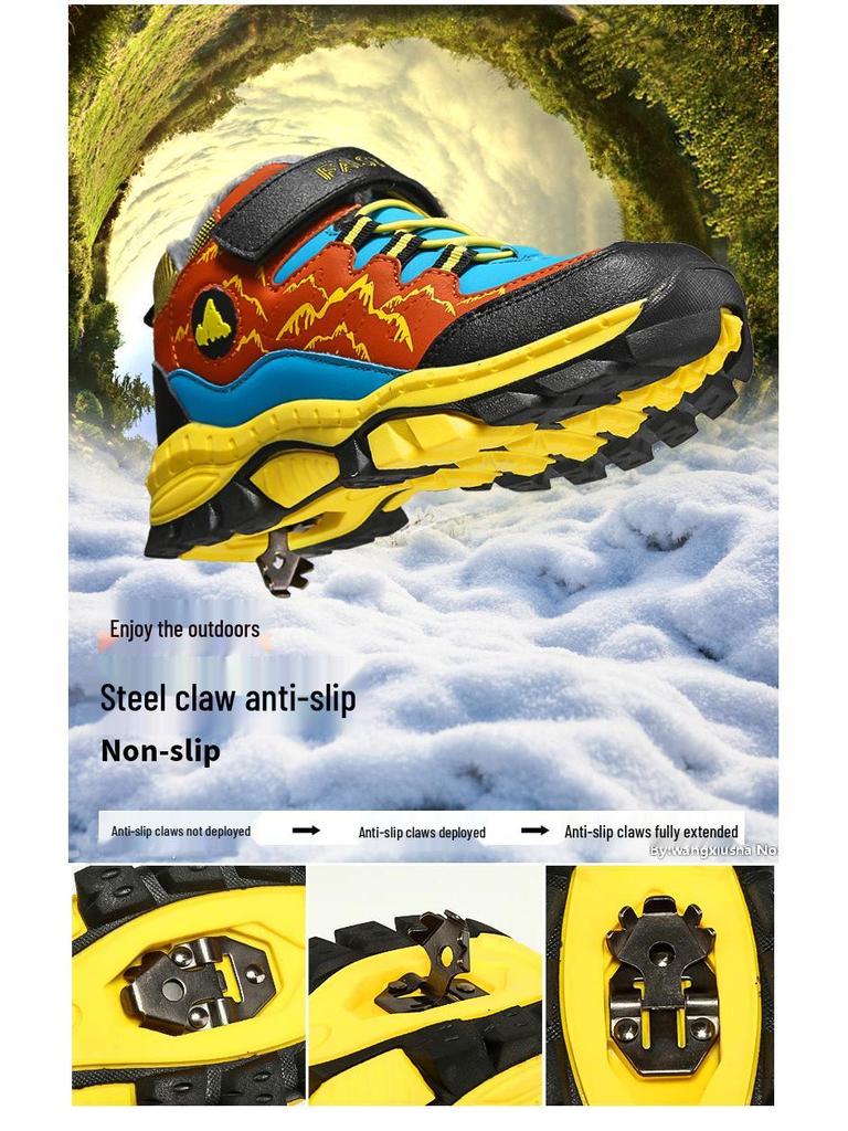 Plus Size Children's High-Top Sports, Hiking, Travel Shoes & Snow Boots for Fall/Winter, with Steel Claws