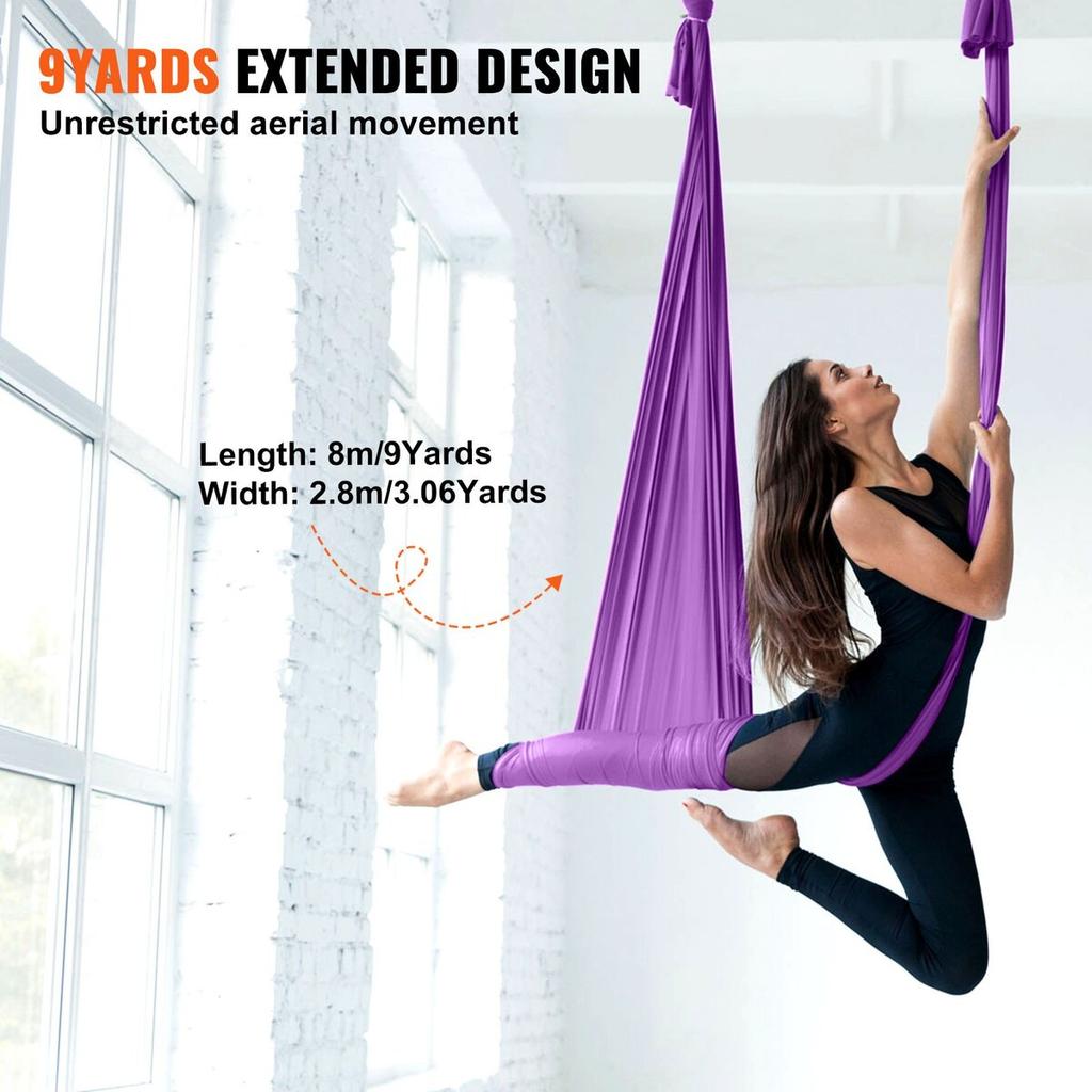 Aerial Silk & Yoga Swing, 8.7 Yards, Aerial Yoga Hammock Kit with 100gsm Nylon Fabric, Full Rigging Hardware & Easy Set-up Guide, Antigravity Flying