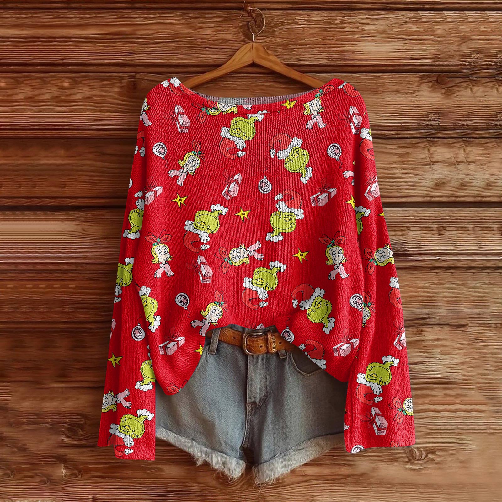 

Женская мода с длинным рукавом, рождественский принт «Снеговик-снежинка», куртка, кардиган XL арбуз красный