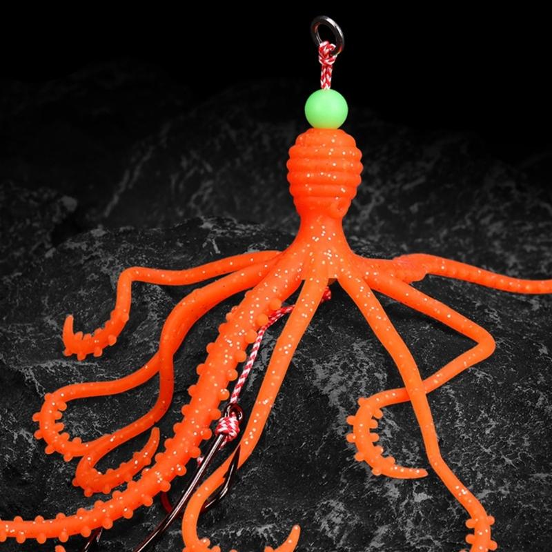 Fishing Tackle Sea Fishing Skirt Soft Lures with Double Barbed Hook Squid Skrit Lure 15cm 10g Artificial Baits