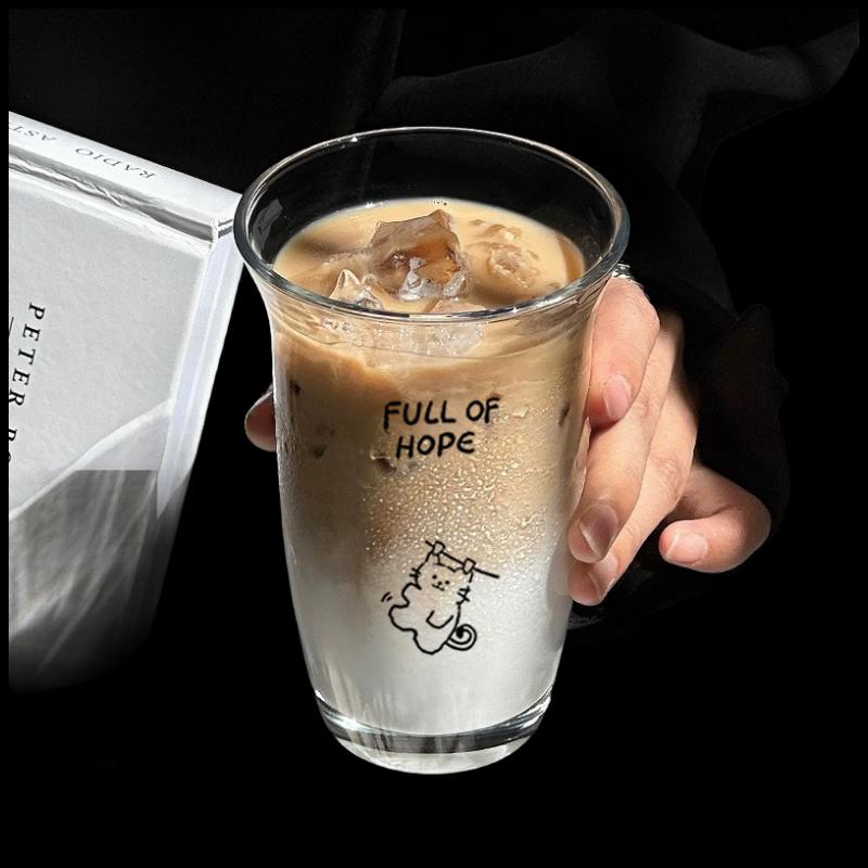 Shangqi 310ML Single-Layer Glass Milk Straw Cup (5-Pack)