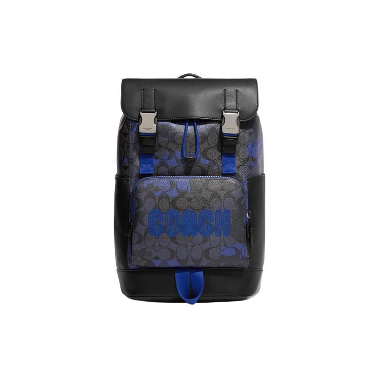 New COACH Track Cow Leather With Textile Backpack Tubas Men's Blue & Bronze CC016-QBTKG