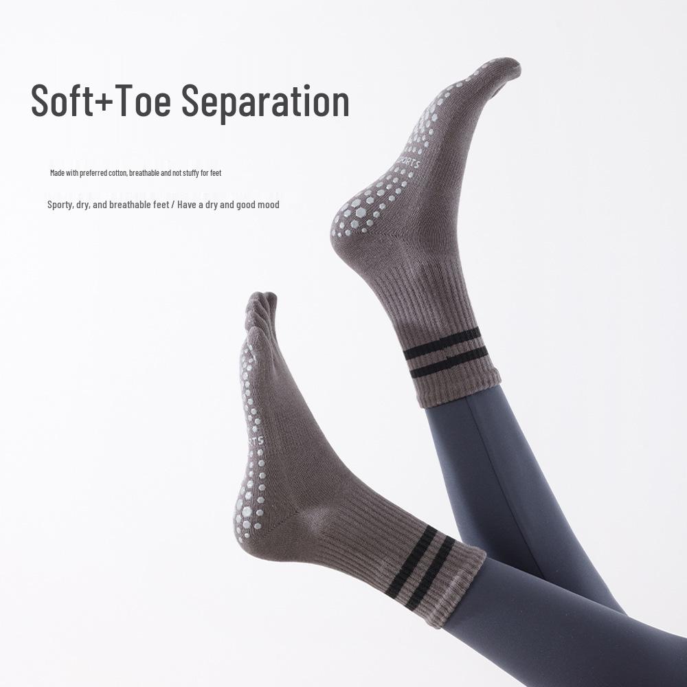 Women's Non-Slip Five-Finger Mid-Calf Yoga, Pilates, & Fitness Compression Socks