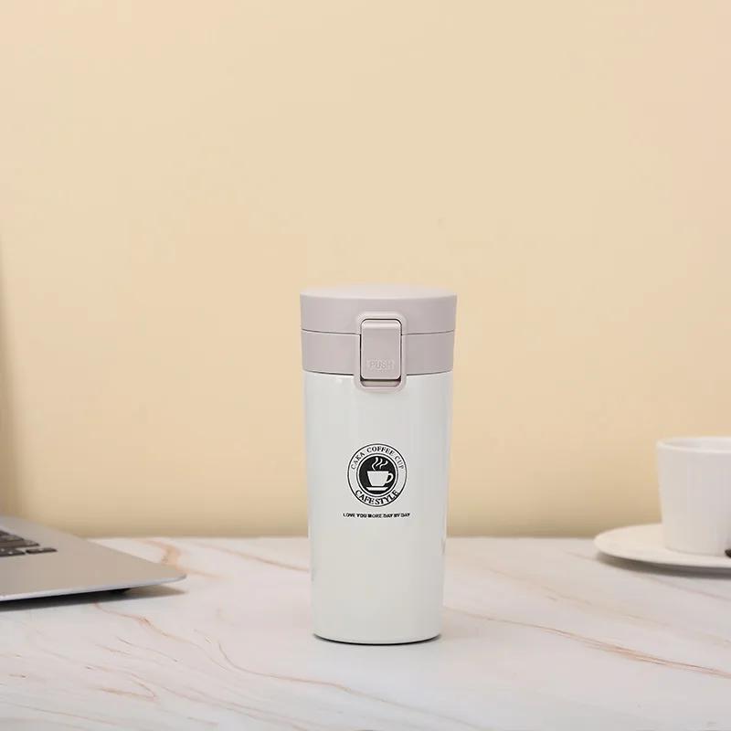 Stainless Steel Travel Thermal Mug Leak-Proof Thermos Bottle Vacuum Flask Insulated Cups One Button Open