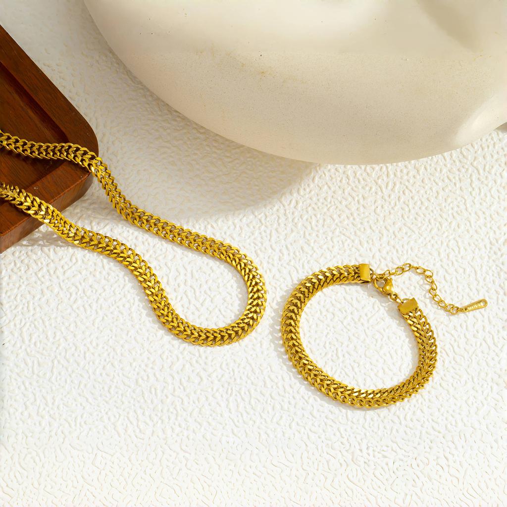 Stainless Steel Chunky Chain Necklace for Women, Gold Plated Vintage Retro Hypoallergenic Durable Jewelry Gift