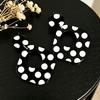 Black & White Polka Dot Square Acrylic Earrings - Stylish, Unique Studs for Women